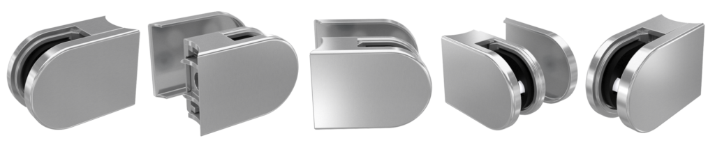 Glasklemme mit unsichtbarer Verschraubung Klemmtyp 2 - für Rohr 33,7 mm